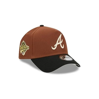 Image of New Era Atlanta Braves MLB Harvest World Series 1995 Brown Black 9Forty A Frame Snapback Cap One Size