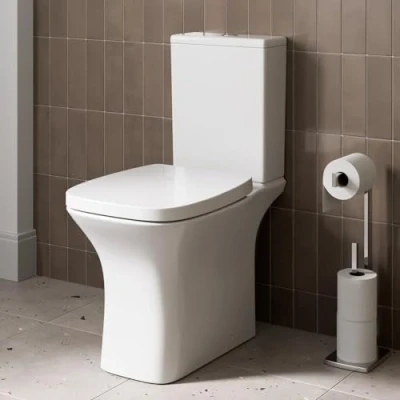 Image of Bathroom Space Saving Toilet WC White Gloss Ceramic Soft Close Dual Flush