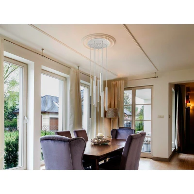 Image of Varas Integrated LED 9 Light Cluster Drop Ceiling Pendant Matt White, Gold