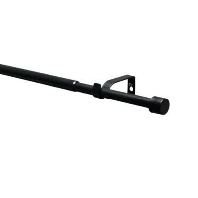 Image of GARDINIA Kos Cap Extendible Curtain Pole Set Including Brackets, End Pieces, Mounting Material, Length 120 210 cm, Diameter 19/16 mm, Metal, Matt Black