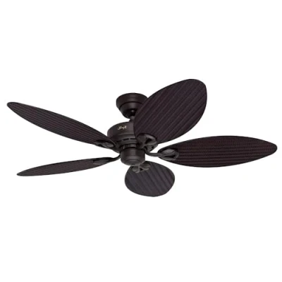 Image of HUNTER Fan Ceiling Bayview 137 cm Indoor and Outdoor, Pull Chain, New Bronze, 5 Reversible Blades Antique Dark Ideal for Summer or Winter, Model 24993