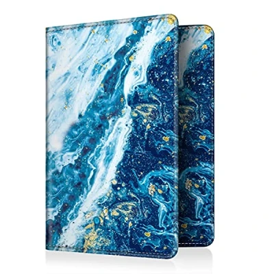 Image of FINTIE Passport Holder Travel Wallet RFID Blocking PU Leather Card Case Cover (Sandy Wave,)