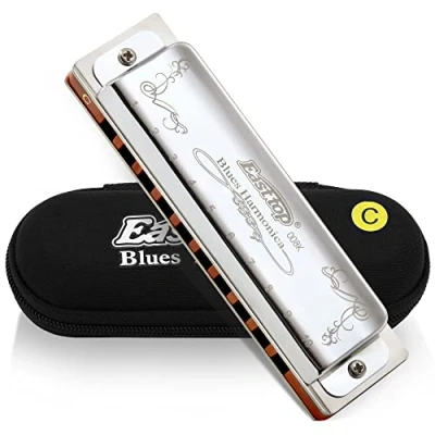 Image of East top Harmonica, Diatonic Harmonica Key of C, Blues Harp Mouth Organ 10 Holes 008K with Silver Cover, Harmonicas For Adults, Professionals, Beginners and Students