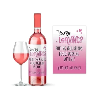 Image of Rib Ticklerz Funny Wine Label Leaving Work Gift for Colleague Bottle Your Dreams Before Working with Me New Job Farewell WLS17