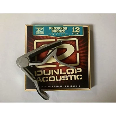 Image of Dunlop Limited Edition Phosphor Bronze Acoustic Guitar Strings 12 54 Light + 83CN Trigger Capo