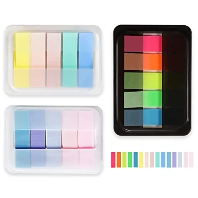 Image of 300 PCS Sticky Tabs, Transparent Colored Notes Flags Pastel Book Tabs with Base Box, Writable and Re positioned Translucent for School Office Reading, Annotating, Classify, Notebook