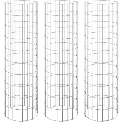 Image of vidaXL Circular Gabion Raised Beds 3 pcs Galvanised Steel Ø30x100 cm