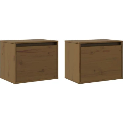 Image of vidaXL Wall Cabinets 2 pcs Honey Brown 45x30x35 cm Solid Pinewood