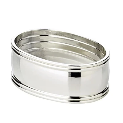 Image of Edzard set of 4 napkin rings thread, length 2,4 in, silver plated, tarnish protected