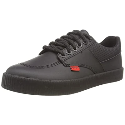 Image of Kickers Junior Boy&#039;s Tovni Twin Flex Leather School Uniform Shoes, Black, 13 UK Child