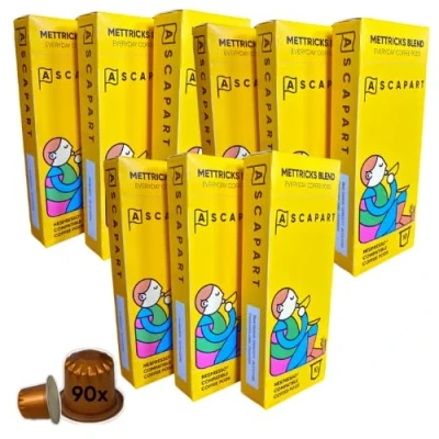 Image of Mettricks Blend Coffee Pods Compatible with Nespresso Original Machines Medium Roast Pack of 90 Capsules Notes Caramel and Nutty Sweetness