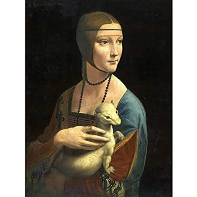 Image of Artery8 Da Vinci Lady With Ermine Animal Portrait Painting Art Print Canvas Premium Wall Decor Poster Mural