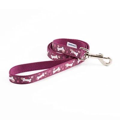 Image of Ancol Patterned Collection Lead Purple Bone 1m x 19mm