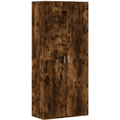 Image of vidaXL Shoe Cabinet Smoked Oak 80x39x178 cm Engineered Wood