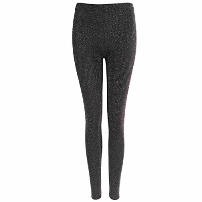 Image of LessThanTenQuid Black and Silver Tight Metallic Shiny Glitter Lurex Leggings (S/M to fit UK 8 10)