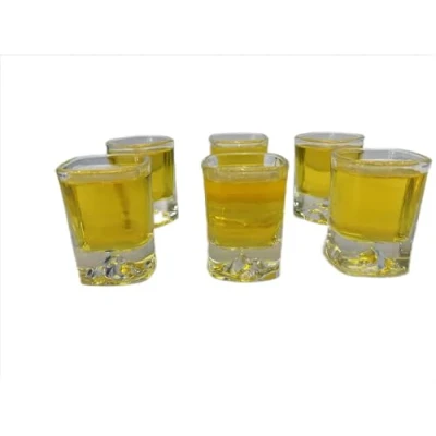 Image of WOQIJENCV 45ml Shot Glasses Set of 6 Reusable Clear Glass for Vodka Shots, Rum, Brandy, Jello Shots Heavy Base Home Bar, Pub, Event, Party (Square Shaped2)
