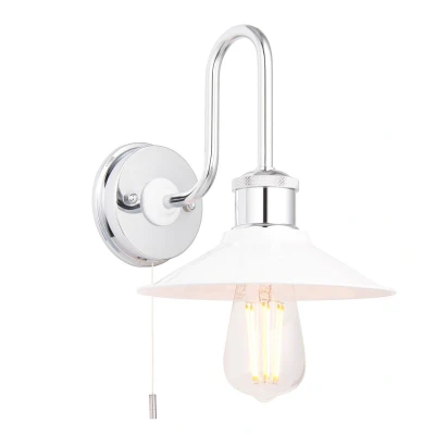 Image of Fiumicino Bathroom Metal Wall Lamp, Chrome Plate, Gloss White, IP44