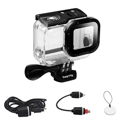 Image of Suptig Case, Waterproof Underwater Charging Dive Housing Compatible Gopro Hero 7 Black, 6, 5, 2018 164ft (50 Meters)
