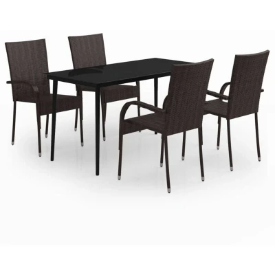 Image of Vidaxl 5 Piece Garden Dining Set Brown and Black