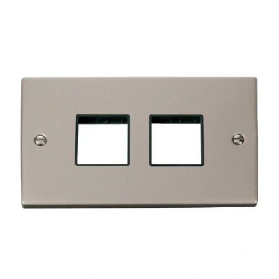 Image of Click Deco 2 Gang Plate x Aperture Unfurnished Pearl Nickel Black Inserts