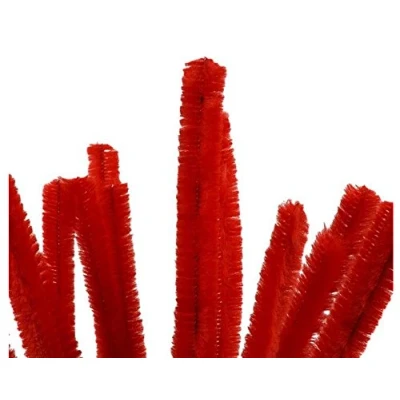 Image of 15 Red 15mm Super Chunky Pipe Cleaners Chenille Stems