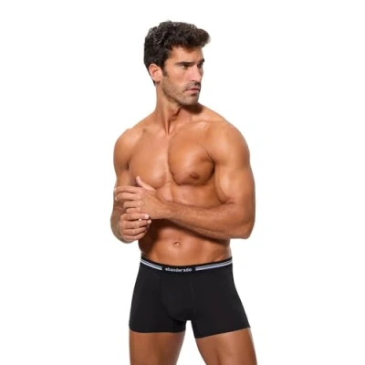 Image of abanderado Men&#039;s Boxer Con Cinturilla Extra Suave De Algodón Elástico Shorts, Black (Negro 002), Medium (Size: M/48)