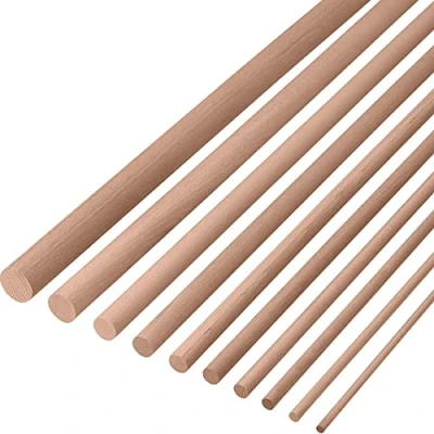 Image of Gedotec Beech Round Stick 40 mm Pack of 5 Craft Rods Smooth Made Length 1000 Sturdy Wooden Sticks Wood for Crafts and Garden