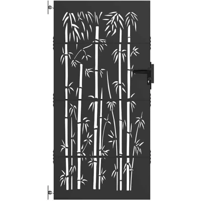 Image of vidaXL Garden Gate Other with Lock Black 105 x 200 cm Powder coated steel