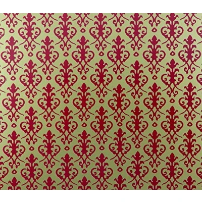 Image of Melody Jane Dolls House Victorian Red on Gold Miniature Print 1:12 Scale Wallpaper
