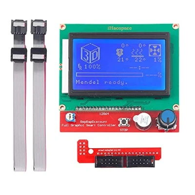 Image of iHaospace 3D Printer LCD12864 Version Graphic Smart Display Controller Module with Adapter and Cable for RAMPS 1.4 Reprap 12864 LCD