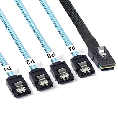 Image of AdcAudx Mini SAS to SATA Cable:0.5M SFF 8087 Breakout Cable SFF8087 4X Cable(1.6FT)