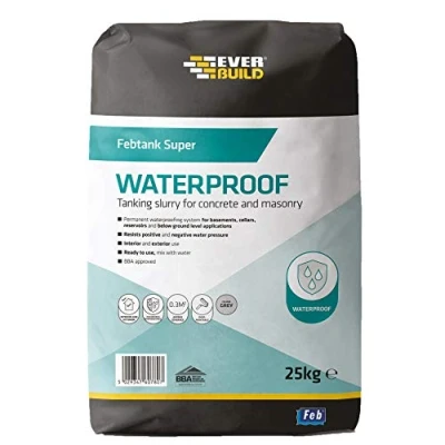 Image of Everbuild Febtank Super Waterproof Tanking Slurry Coating for Concrete and Masonry Water Vapour Permeable White 25kg