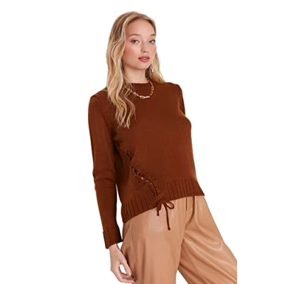 Image of Trendyol FeMan Regular fit Basic Crew Neck Knitwear Sweater Brown