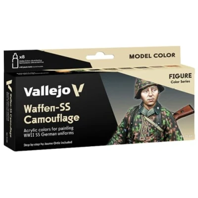 Image of Vallejo Model Color Waffen SS Camouflage Acrylic Paint Set Assorted Colours (Pack of 8)