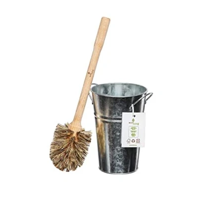 Image of ECOLIVING PLASTIC FREE TOILET BRUSH &amp; METAL HOLDER SILVER PACK OF 1