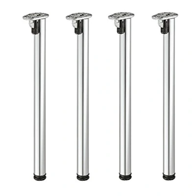 Image of Gedotec Table Legs for Folding Foldable Chrome Polished Furniture Feet Height Adjustable Rondella 705 mm Foot Tube Diameter 50 Load Capacity 100 kg Set of 4 Round
