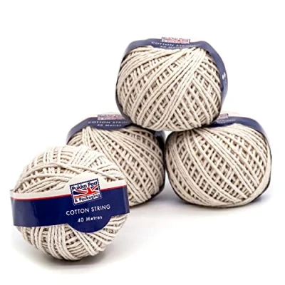 Image of PUKKA POST &amp; Packaging Cotton String Ball For Packaging, Crafting, and DIY Pack of 4 Balls Measuring 40m Each Plastic Free, Fully Recyclable