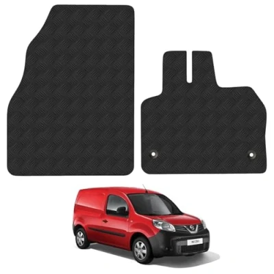 Image of 5mm Rubber Floor Mats for the Nissan NV250 (2008 2021) UK Models Custom Van Accessory Tailored fit Heavy Duty, Waterproof &amp; Anti Slip Work with Clips