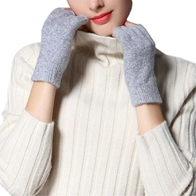 Image of Lerben® Fashion Men Women&#039;s Soft Cashmere Warm Fingerless Gloves Autumn Winter Hand Wrist Warmer Mitten (F Light Grey)