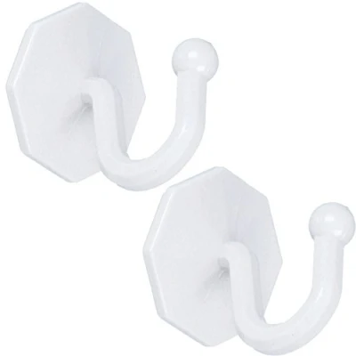 Image of 2x Self Adhesive White Curtain Tieback Hooks Window Drape Hold Back
