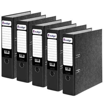 Image of indigo® Premium Cloud Marble Range, FSC Certified (Lever Arch File Foolscap 80mm Spine Pack of 5)