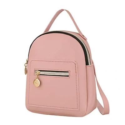 Image of Mini Backpack Women Girls Small Crossbody Purse Travel Shoulder Bags Handbag Wallet Leather Satchel School Bag Daypack Gifts for Her (Pink)