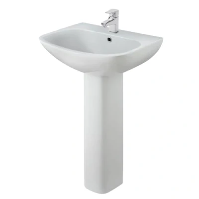 Image of Soft Square 1 Tap Hole Basin &amp; Full Pedestal 545mm