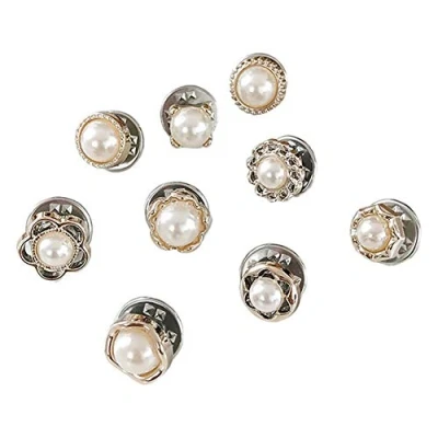Image of ausuky 10 Pieces Clothing Decorative Brooch Anti light Leaking Fixed Button Workplace Lady Prevents Accidental Exposure (1#)