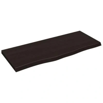 Image of vidaXL Dark Grey Bathroom Countertop in solid oak wood, Versatile for Various Uses, With Unique Live Edge and Strong Load Capacity 32kg, 100x40x(2 4) cm