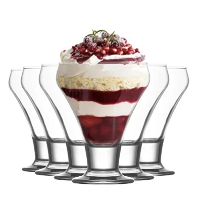 Image of 6x 305ml Clear Frosty Glass Ice Cream Bowls By LAV