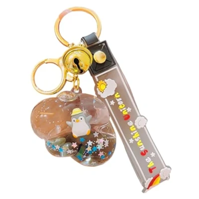 Image of ZDHC Cartoon Floating Penguin Keychain Cute Kawaii Liquid Sea Animal Keyring Quicksand Car Keys Bag Pendant for Women Girl