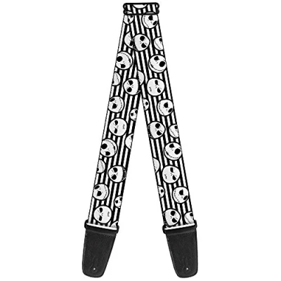 Image of Buckle Down Guitar Strap Jack Expressions/Stripe White/Black 2&quot; Wide 29 54&quot; Length