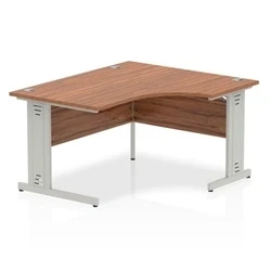 Image of Impulse 1400mm Right Crescent Desk Walnut Top Silver Cable Managed Leg