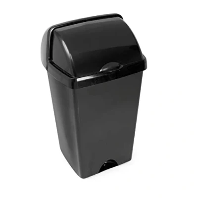 Image of Addis 50ltr Roll Top Kitchen Waste Trash Complete Bin, All Black